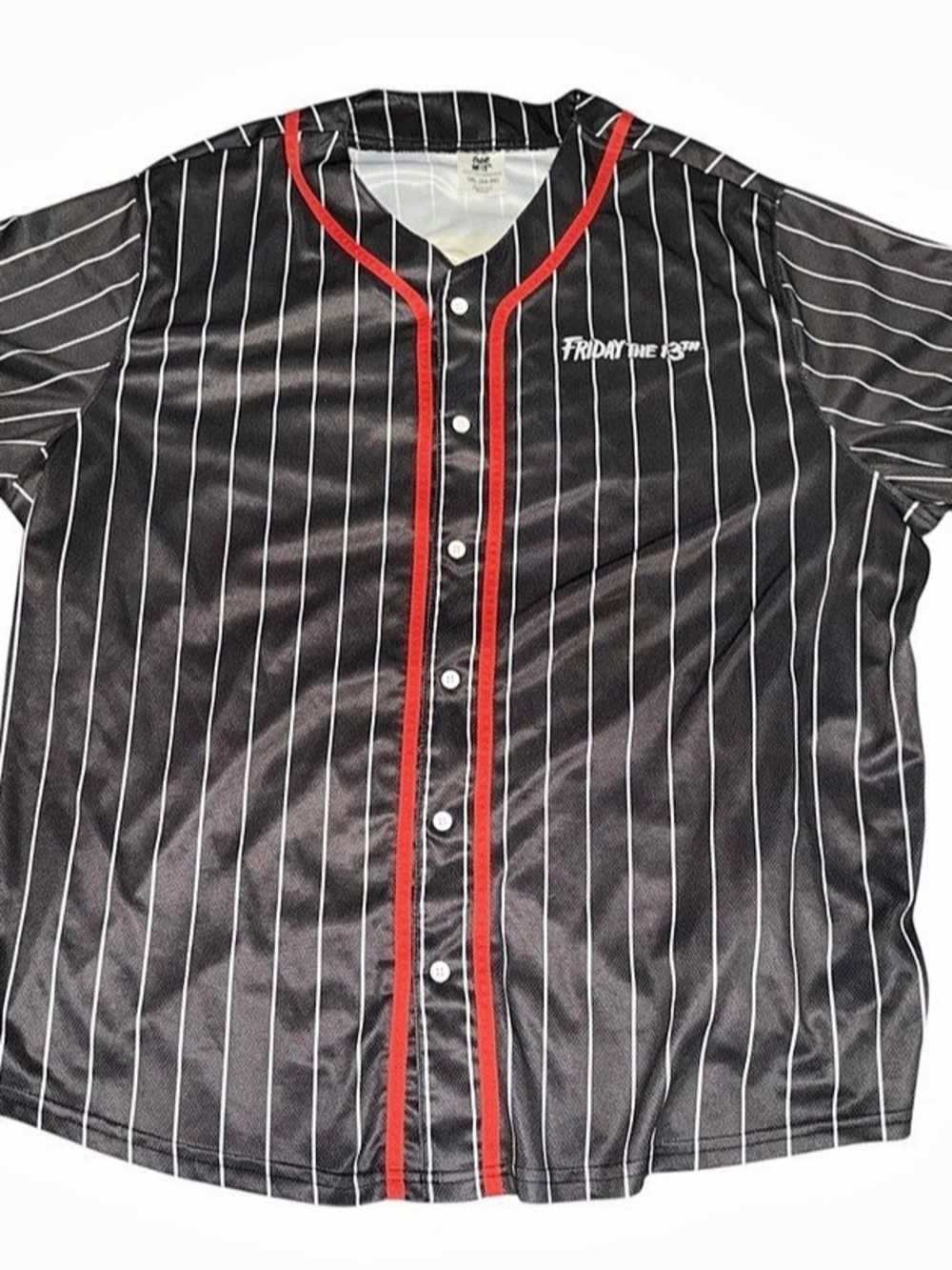 Friday the 13th men’s Pinstripe Baseball Jersey Black & Red 3XL horror